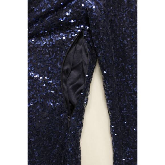 Club L Bodycon All Over Sequin Short Dress‎ Women 8 Open Cowl Back Side Zip Blue - Picture 14 of 16